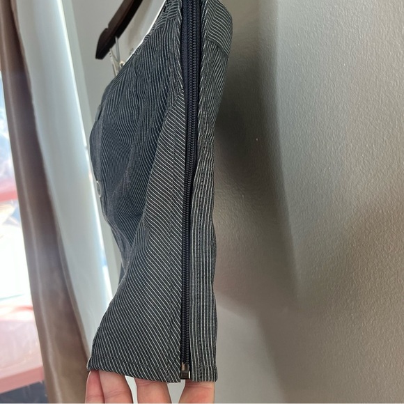 Y2K 18 Centimeters Size Medium Pinstripe Tube Top Button Suit Gangster TTB - Picture 3 of 5